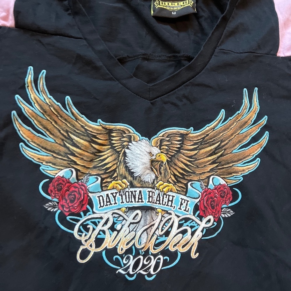 Bike Week Daytona Beach 2020 Black V Neck  T shirt Women size M  79th - Picture 3 of 10